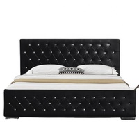 Willsoon Modernes Design Kingsize PU-Bett mit Kristallknopf-Design Kopfteil & Gaslift-Stauraum Bett für Zuhause Schlafzimmer