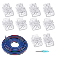 Connecteur de câble LED à verrouillage par pression IP68 en cuivre transparent pour PC, 3 broches, pour bande LED COB