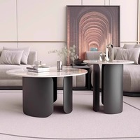 WDY Nuevos muebles de sala de estar modernos Juego de mesa de té simple Juego de mesa de centro de mármol redondo