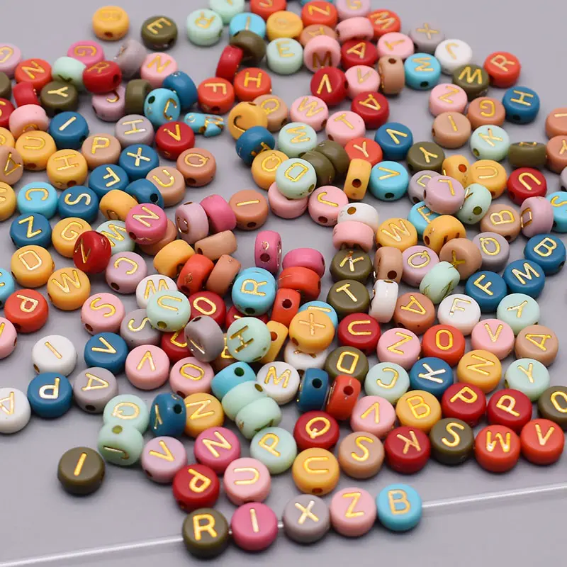 4x7mm Color Acrylic letter Beads Round shape Loose Plastic Beads for Jewelry Making DIY Handmade