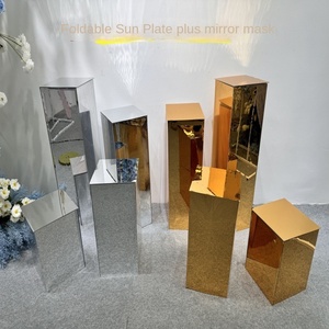 Hiện Đại Đôi Gương Acrylic Cột Vuông Cho Đám Cưới Đường Chào Đón Khu Vực Trang Trí Hoa & Bánh Giá Đám Cưới Đạo Cụ Đồ Trang Trí - Product Image 1