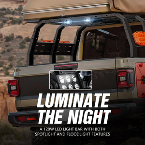 Universele Hoge Overland Bed Rekken Voor Pick-Up Trucks Ijzer En Stalen Dak Mount <span class=keywords><strong>Cargo</strong></span> <span class=keywords><strong>Carrier</strong></span> Met 2 Led-Verlichting - Product Image 3