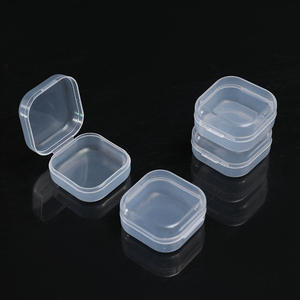 Caja de almacenamiento de plástico transparente cuadrada, 3,5x3,5x2cm, Material PP, estuche para joyería con tapa para tapones para los oídos y artículos pequeños - Product Image 1