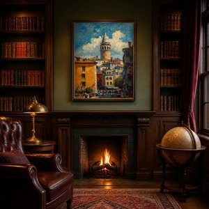 Dipinto a Olio Fatto a Mano della <span class=keywords><strong>Torre</strong></span> <span class=keywords><strong>di</strong></span> <span class=keywords><strong>Galata</strong></span>, Paesaggio Urbano <span class=keywords><strong>di</strong></span> <span class=keywords><strong>Istanbul</strong></span> in Stile Van Gogh, Texture Pesante Impasto su Tela, Arte Murale Personalizzata - Product Image 4