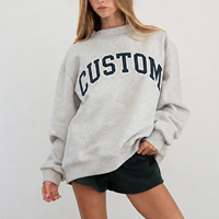 Sweat-shirt surdimensionné à col montant pour femme, avec broderie de lettres universitaires, 100% coton French Terry, style universitaire