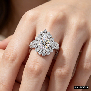 Bague de fiançailles en or massif 925/10K/14K/18K sur mesure avec diamant rond brillant de 1,0 carat de qualité VVS-VS, cultivé en laboratoire. - Product Image 2
