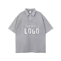 T-shirt polo pour homme en coton à motif personnalisé, ample, vintage, streetwear, hip-hop, col rabattu, délavage acide