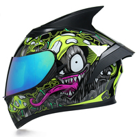 Casque de moto de course professionnel personnalisé avec corne spéciale et queue allongée, double visière intégrale, homologué DOT, Capacete Casqueiro Casque