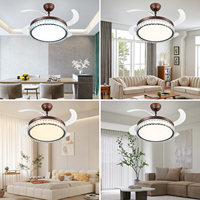 Ventilateur de plafond moderne en fer LED de 42 pouces avec lumière, 3 couleurs changeantes, télécommande, minuterie, 6 vitesses pour salon