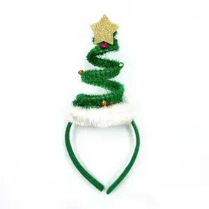 Neue Ankunft Spiral Lichter Weihnachts baum Stirnband Party Dekorationen Weihnachten Haarband