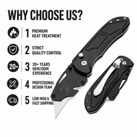 Couteau utilitaire multi-usages avec lame en acier inoxydable SK5 OEM à changement rapide, manche en aluminium noir