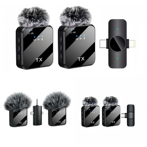 Microphone cravate sans fil série K transfrontalier, double émetteur, omnidirectionnel, 20Hz-20KHz, trois-en-un, pour diffusion en direct en extérieur - Product Image 2