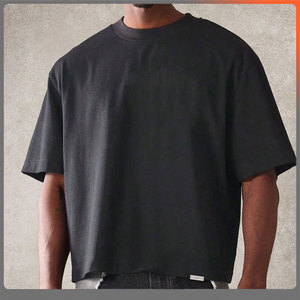 Se semplice produttore di T-Shirt Vintage peso massimo alta qualità T-Shirt nera stampa Oversize cotone 100% ritagliato T-Shirt - Product Image 1