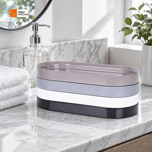 <span class=keywords><strong>Plateau</strong></span> de service et organiseur de table de chevet BSCI, durable et écologique, élégant, en polyrésine, <span class=keywords><strong>pour</strong></span> articles de toilette et maquillage, Beige, Gris, Blanc, Noir - Product Image 2
