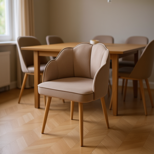 Sedia da Pranzo Imbottita in Velluto Homeera, Design Moderno con Gambe in Legno, Arredamento per la Casa - Product Image 2