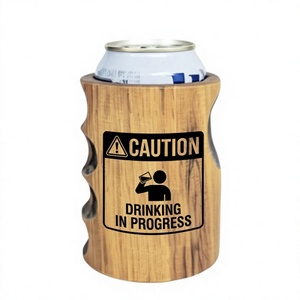 Portabevande in legno con etichetta 'Attenzione: in corso di consumo' - Portatile per feste - Product Image 1