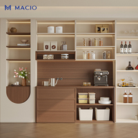 Buffet autoportant MACIO sur mesure en bois grainé moderne avec éclairage LED encastré pour appartement