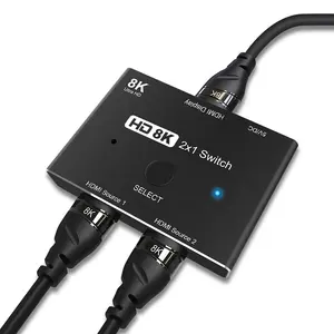 Xput 3D 2 In 1 Out 8K 2.1 HDMI Switch 2 Input 1 Output 2 To 1 HDMI Video Switcher HDMI 2X1 Port Switch Support 8K 60Hz 4K 120Hz