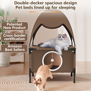 Lit superposé pour chat à deux niveaux, empilable, amovible, lavable, en peluche, style moderne, maisonnette surélevée pour animaux <span class=keywords><strong>de</strong></span> compagnie, style estival - Product Image 1