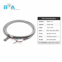Câble de commande de machine sur mesure OEM, 30AWG, 4 conducteurs, avec borne en laiton 190T et extrémité dénudée
