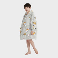 Premium personnalisé surdimensionné chaud doux confortable polaire Sherpa mignon chat imprimer enfants hiver portable à capuche couverture avec grande poche