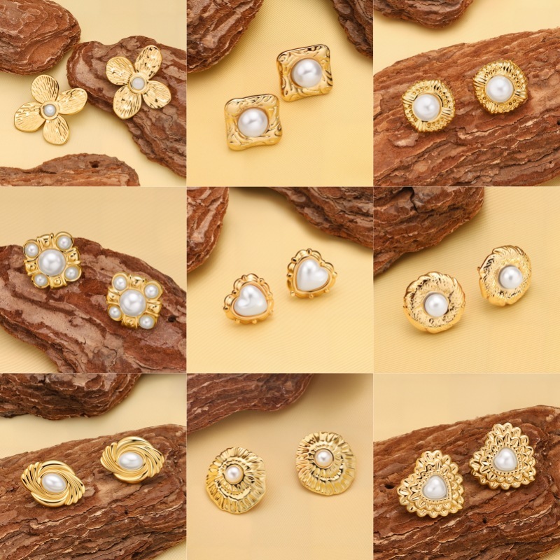 Stainless Steel 18K Gold Plated Floral