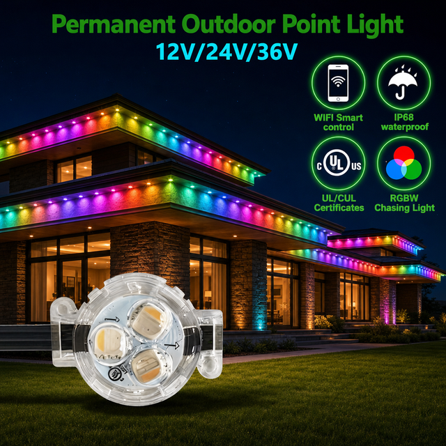 250ft 400ft 500ft Smart Rgbw 16 Million Color 3 Led Permanent Outdoor Christmas Lighting 24V 36V Track Point Lights for Home