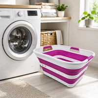 Panier à linge pliable en silicone, bac à laver portable avec poignées de transport pour la maison, la salle de bain et le rangement extérieur des vêtements
