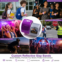 Bracelets réfléchissants personnalisés à clipser, bracelets de sécurité avec logo imprimé pour la course, l'école, les événements, les cadeaux pour enfants