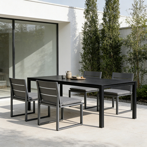 Sedia <span class=keywords><strong>da</strong></span> Pranzo Contemporanea Senza Braccioli con Telaio in Alluminio e Cuscino Impermeabile ad Asciugatura Rapida per Ville, Hotel, Terrazze e Lounge sul Tetto - Product Image 1