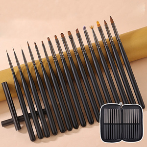 Matte Black Wooden Handle Nail Art Brush <b>Set</b> with Lid Liner Stripe Flat Round Oval 3D Acrylic Carving Ombre Gel Nail Brushes - Product Image 2