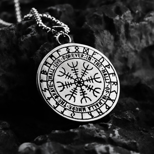 Collar con colgante de escudo vikingo yunnique, joyería de plata tibetana para hombre, regalo, diseño geométrico, accesorio de moda asimétrico - Product Image 3