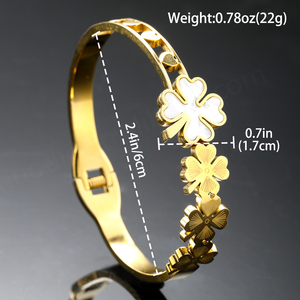 Nuevo Brazalete de Acero Inoxidable Chapado en Oro de 18K con Trébol de Cuatro Hojas para Mujer - Product Image 6