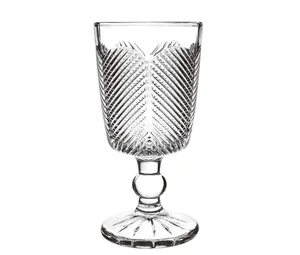 9盎司295毫升彩色雕刻酒杯高脚杯批发方形定制标志灯泡果汁玻璃杯