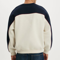 Sweat-shirt en coton épais pour homme, col rond, color block, en molleton bouclette, ourlet côtelé, coupe oversize, personnalisable avec logo