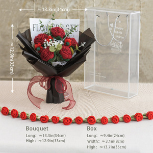 Bouquet di Rose Artificiali Lavorato a Mano all'Uncinetto in Lana Sintetica, Fiore Artificiale per San Valentino, Halloween, Laurea, Capodanno - Product Image 3