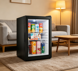 Refrigerador de Exhibición de Lujo de 90L con Puerta de Vidrio y Compresor Personalizado para Bares, Hoteles y Hogares - Product Image 1