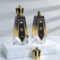 Flacon de parfum unique en forme de pyramide de 100 ml avec design de couronne en verre dégradé, logo personnalisé, conteneur de parfum vide de qualité supérieure