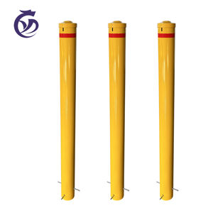 Borne de sécurité en acier LONGYIDA Guardian à encastrer, fixation souterraine pour allées ou garages, jaune, borne encastrée - Product Image 1