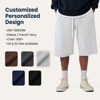 Shorts en molleton pour homme, 100% coton épais, couleur unie, taille élastique avec cordon de serrage, confortables pour le sport et la course à pied