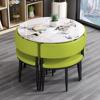 Table carrée moderne convertible en pierre frittée, style nordique, gain de place, avec 4 chaises, pour appartement/hôtel, salle à manger