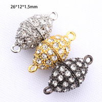 Fermoirs magnétiques en alliage en forme d'olive avec strass pour bijoux, accessoires de bricolage pour bracelets et colliers
