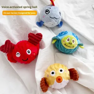 Juguetes de peluche de perro Bichón de dibujos animados, lindos, transfronterizos, para masticar y para la dentición, con bola elástica de TPR y características de sonido. - Product Image 1