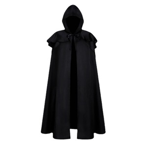 Capa con capucha negra hecha a medida para disfraz de Halloween, disfraz de adulto, tela de poliéster de color sólido, entrega rápida - Product Image 5