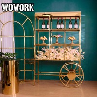 WOWORK usine métal fer détachable fleur bonbons dessert chariot avec roues affichage extérieur toile de fond pour la décoration de fête de mariage
