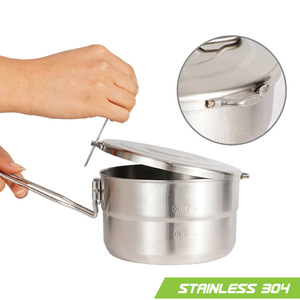 Pot à bento en acier inoxydable 304, 1,5 L, poignée pliable, pot de cuisson pour l'extérieur - Product Image 5