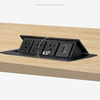 Boîte d'information de bureau avec prise de courant escamotable à 3 positions, prise standard américaine, et ports USB