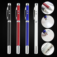 Antenne télescopique rétractable 5 en 1 pointeur d'enseignement lampe de poche LED stylo à bille avec aimant dans un boîtier en métal rouge