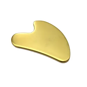 गर्म बिक्री 100% सोना तांबा गुआ शा उपकरण कस्टम लोगो धातु पीतल दिल के आकार Guasha उपकरण चेहरे की मालिश जेड रोलर सेट