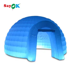 SAYok新型充气冰屋圆顶帐篷，带发光二极管灯鼓风机，用于促销派对